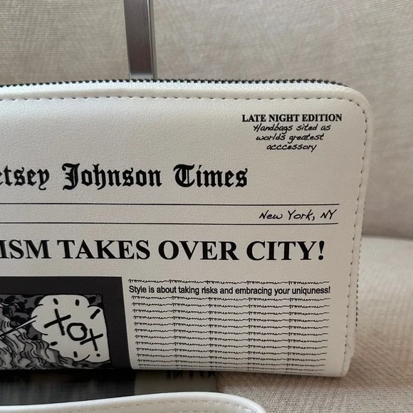 Betsey Johnson Black and White Newspaper Wristlet - Picture 8 of 15